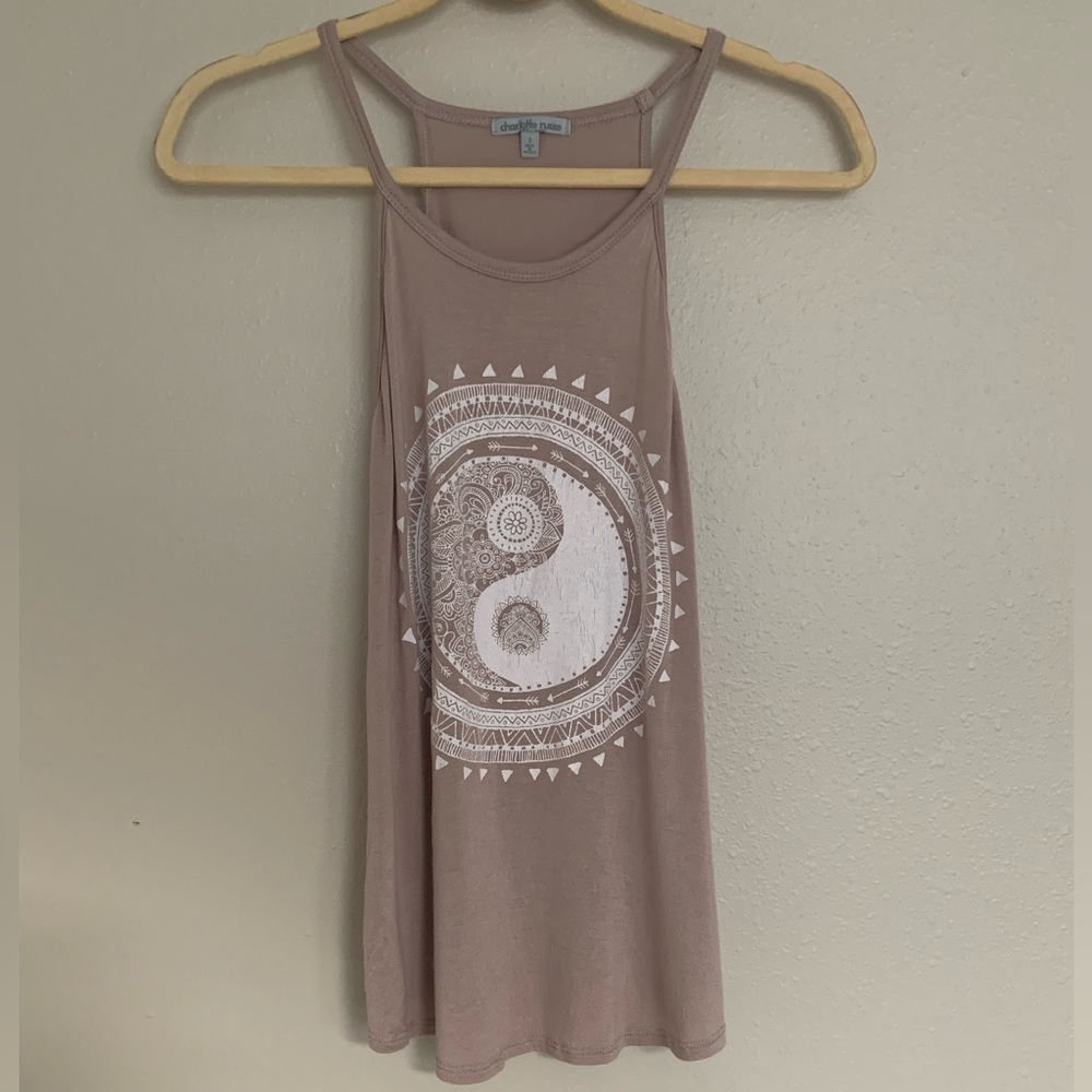 Charlotte Russe Multi-Print Yin Yang Tank Top
